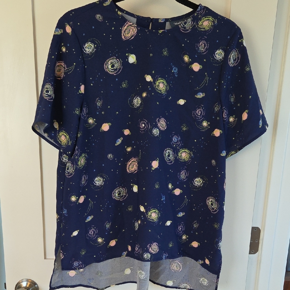 Modcloth Navy Swirl Print Top